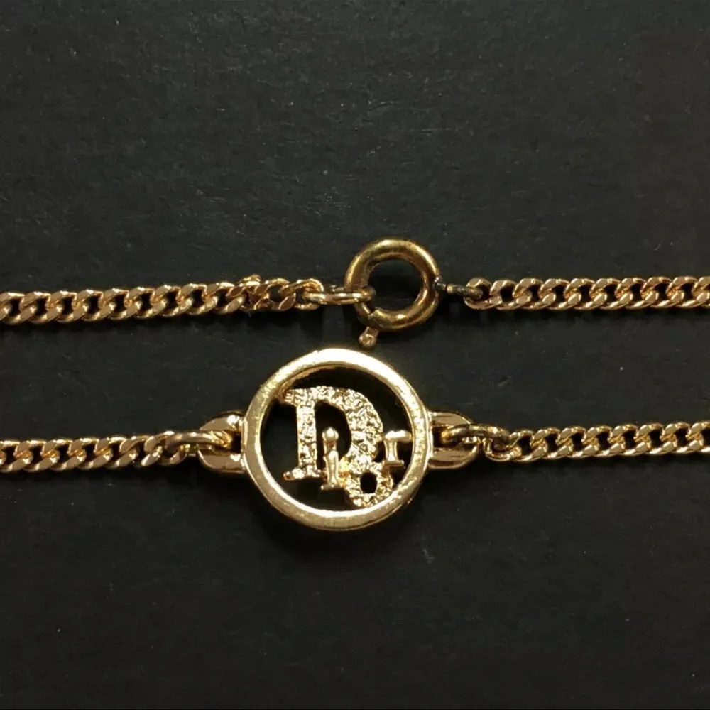 AUTH Christian Dior Logo CD Bracelet Gold - Picture 7 of 7